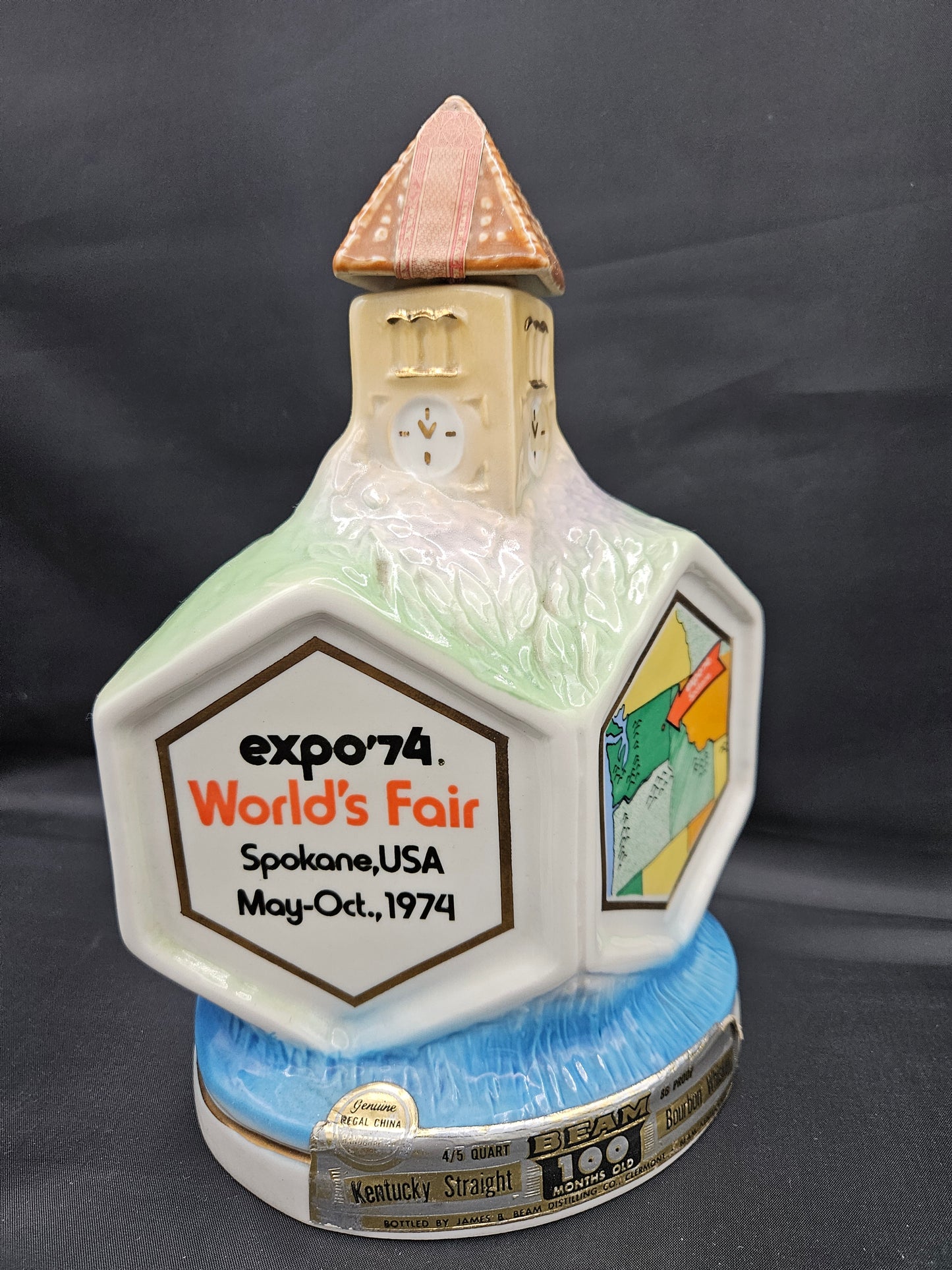 Vintage original EXPO '74 Spokane Clock tower Jim Beam empty decanter