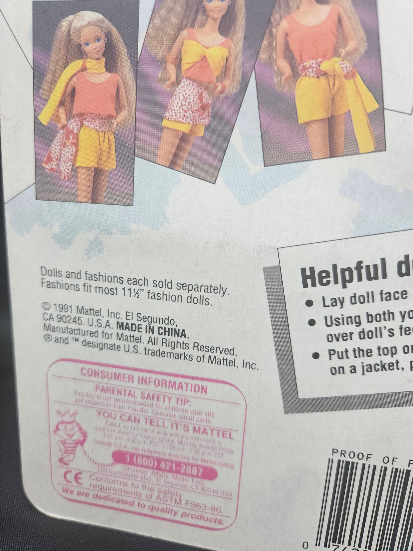 Vintage Barbie Fashion Wraps Mattel 1991